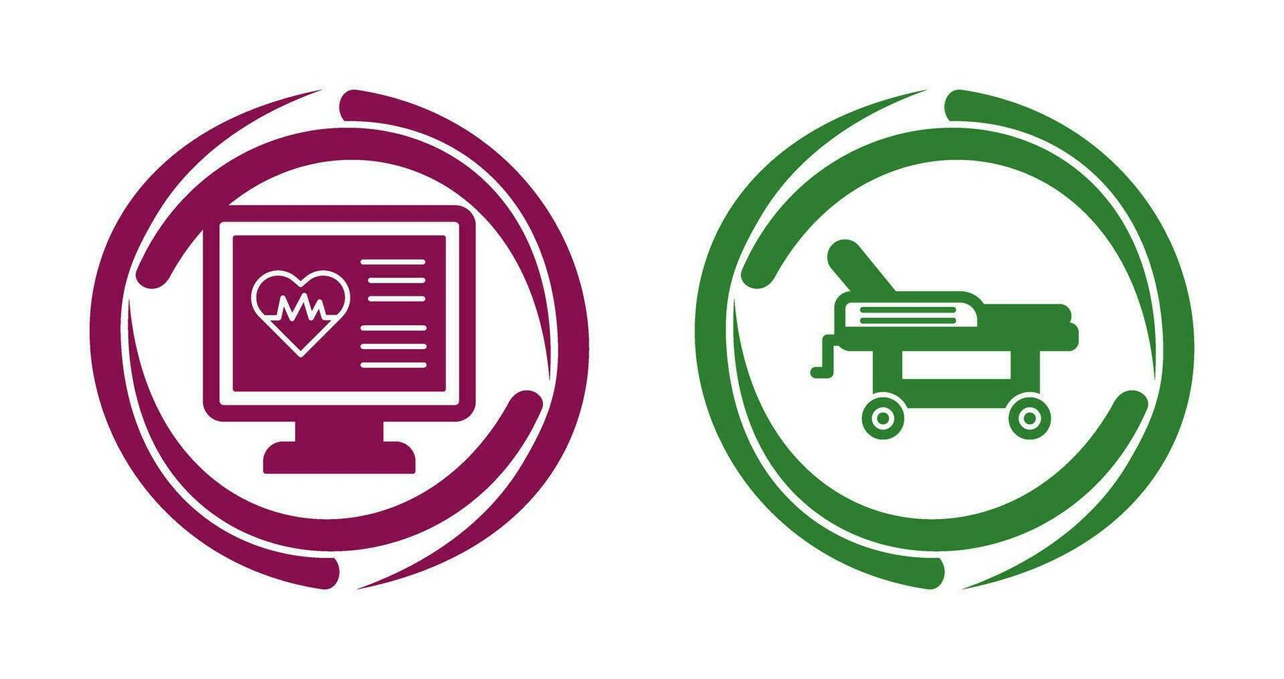 Cardiogram and Hospital Bed Icon vector