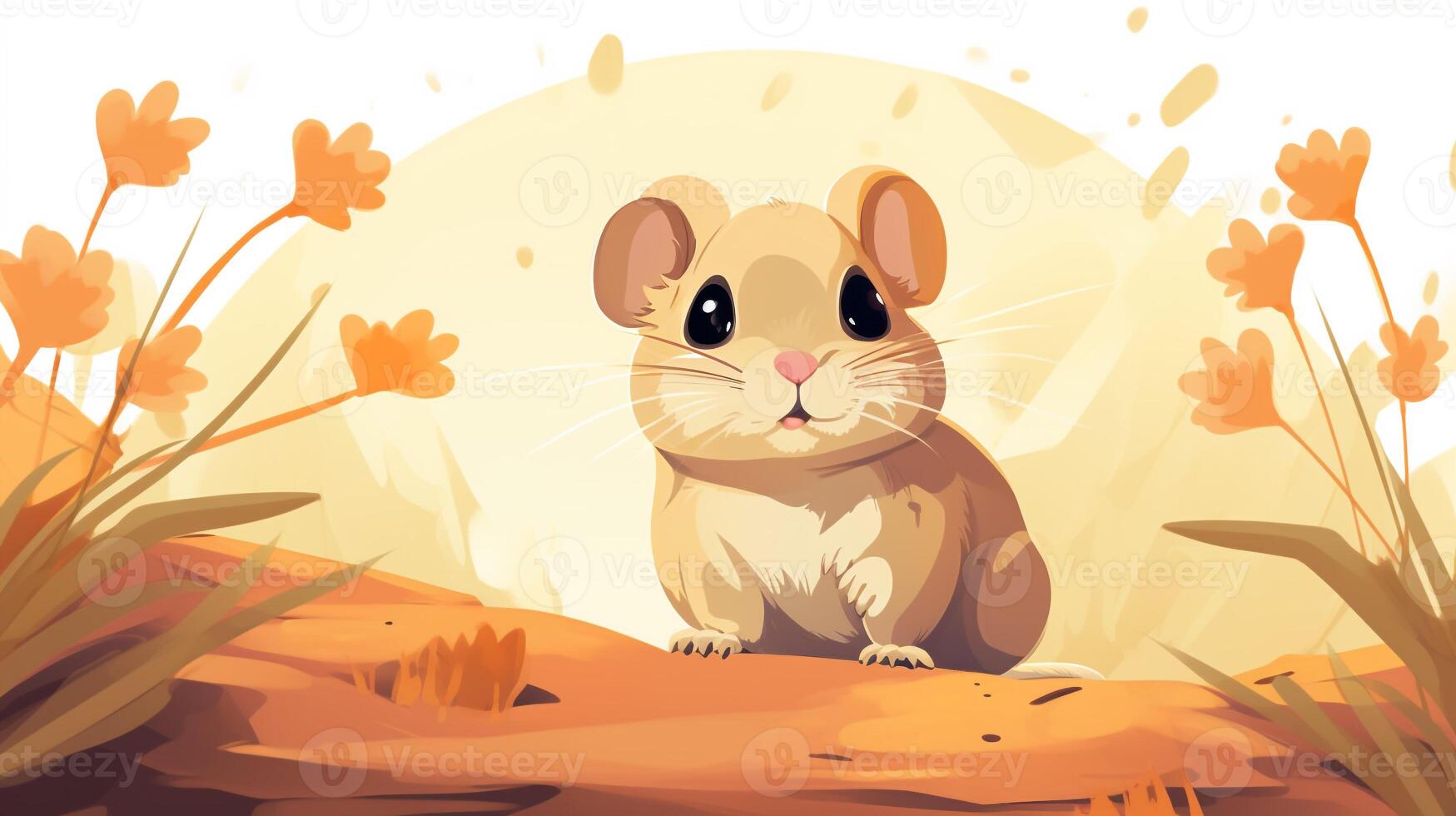 a cute little Gerbil in vector style. Generative AI photo