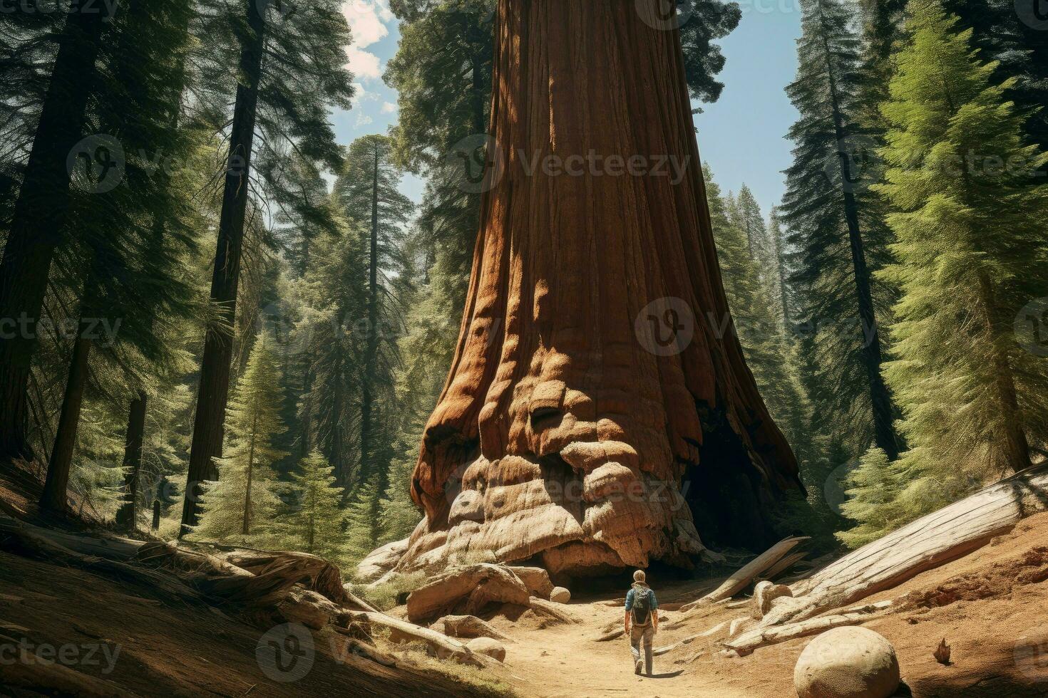 Towering Giant sequoia tree. Generate Ai photo