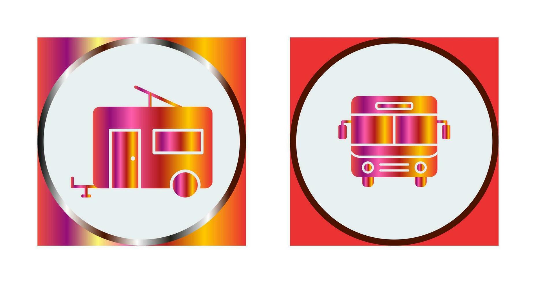 autobús y remolque icono vector