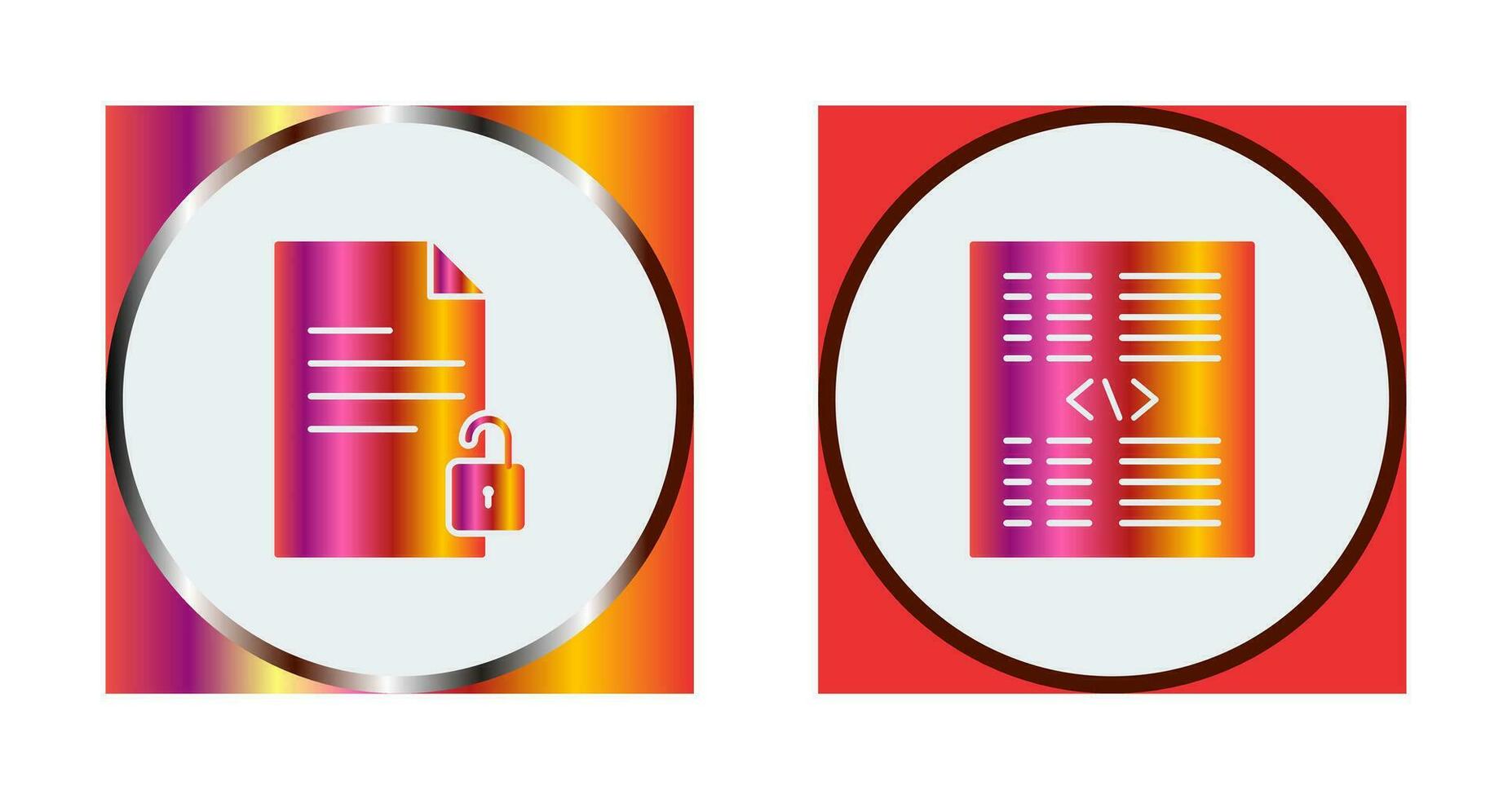 unlock document and piece of code Icon vector