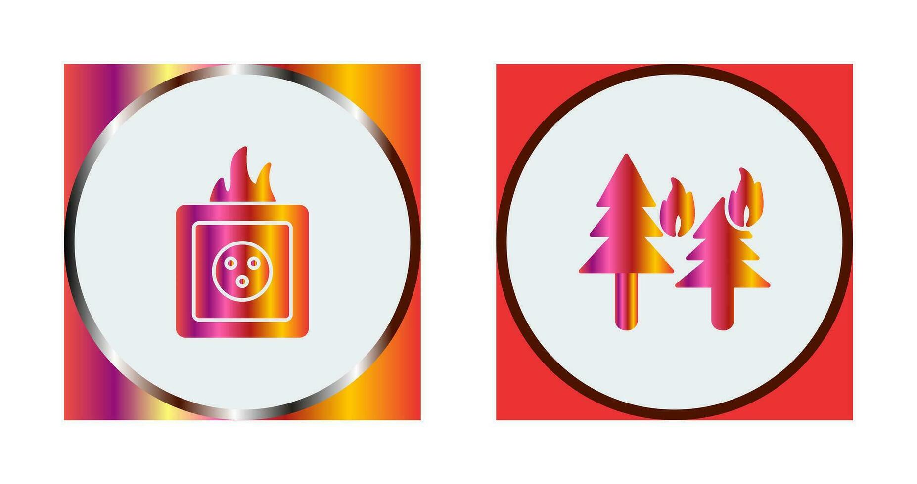 fire in forest and fire in socket Icon vector