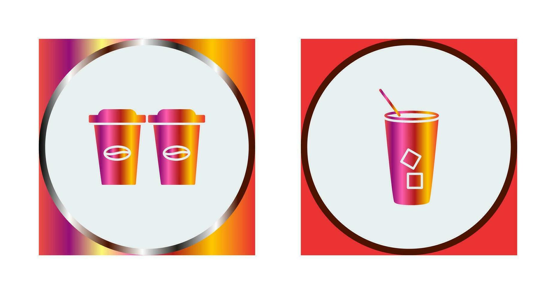 two coffees and Iced Coffee Icon vector