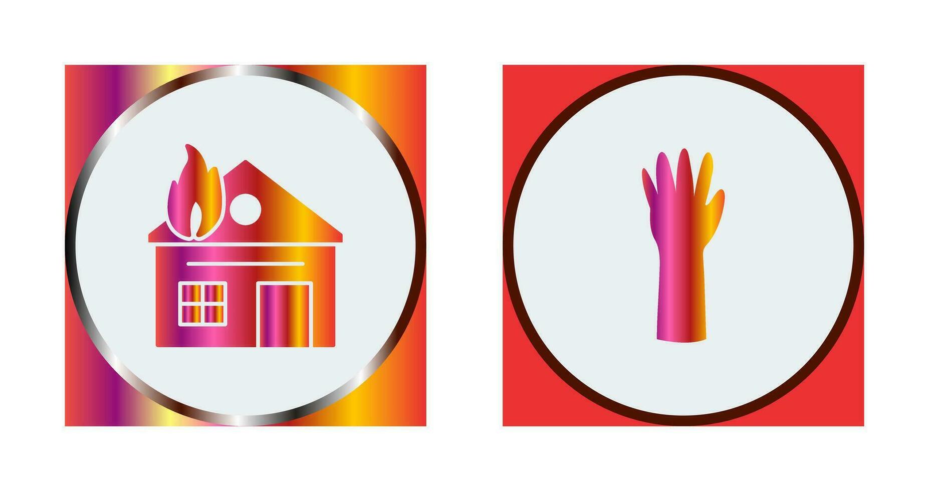 house on fire and gloves Icon vector