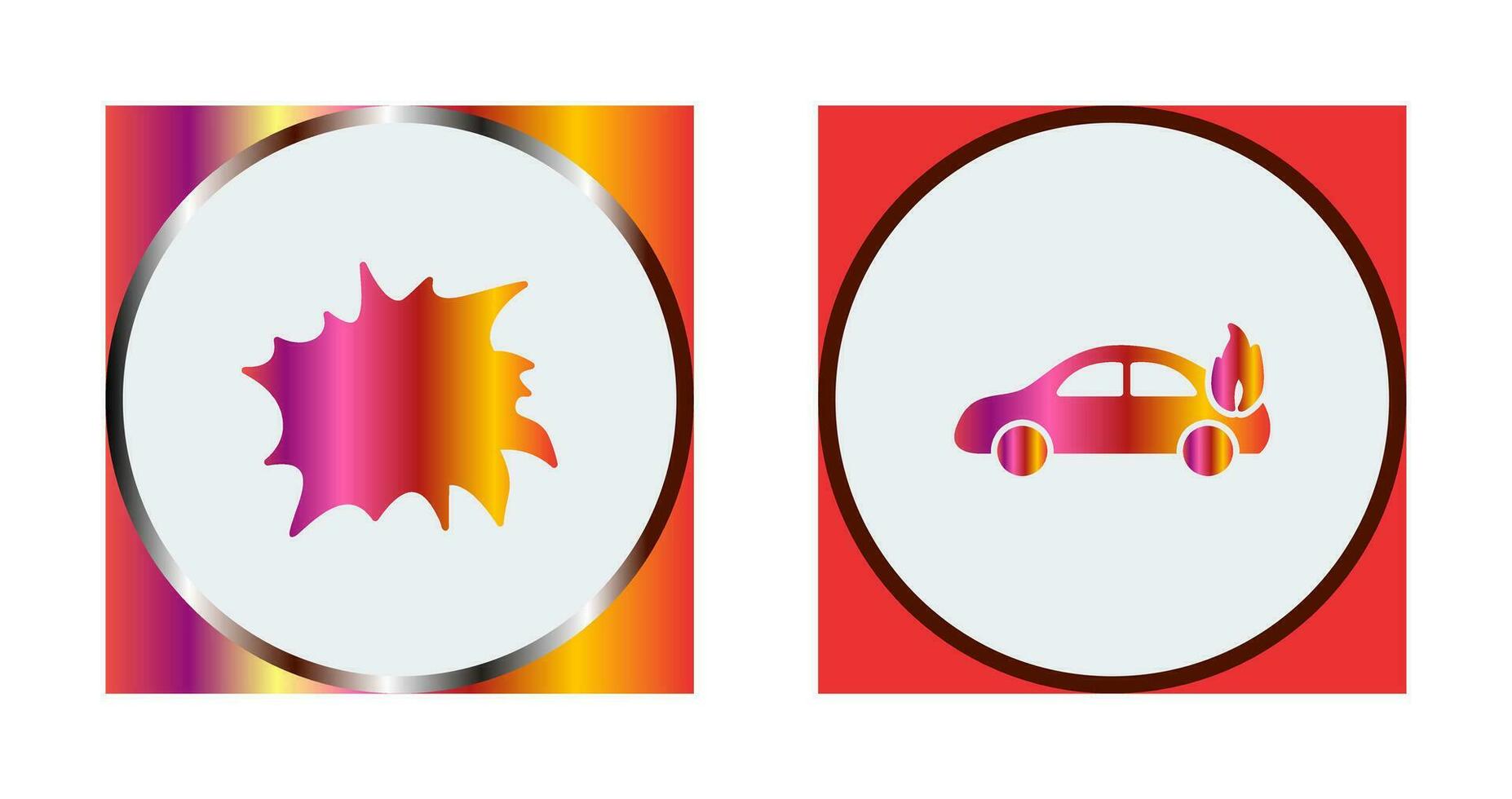 explosion and car on fire  Icon vector