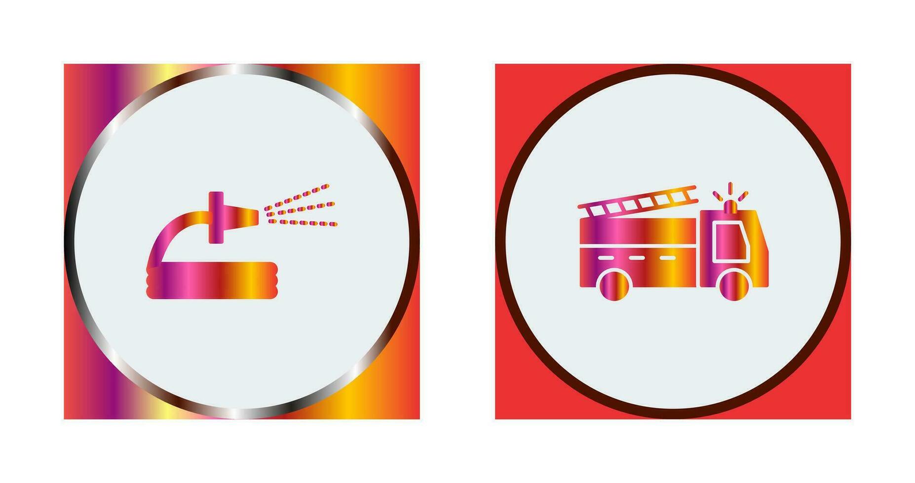 spraying water and fire truck  Icon vector