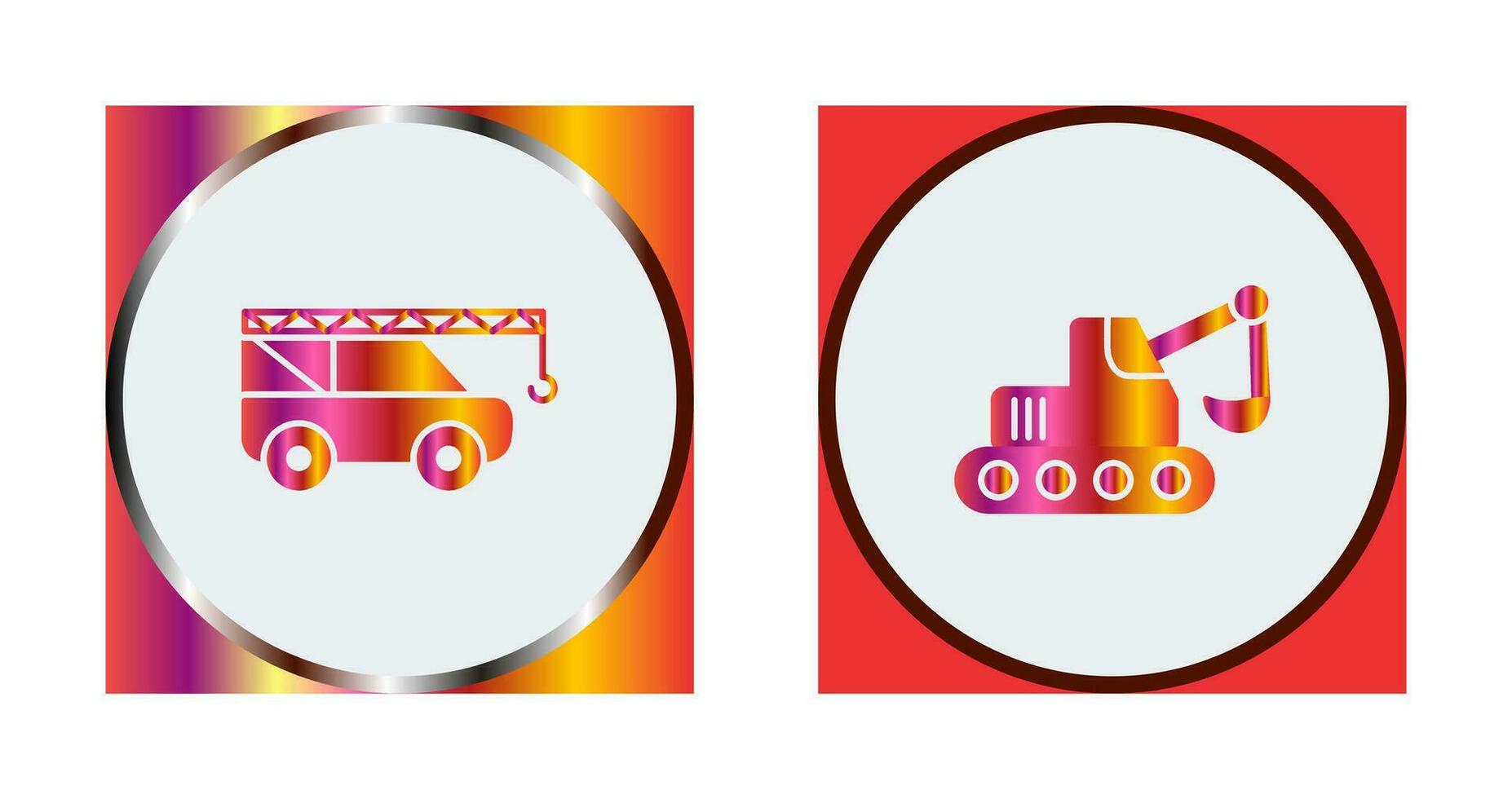 Crane and Escavator Icon vector