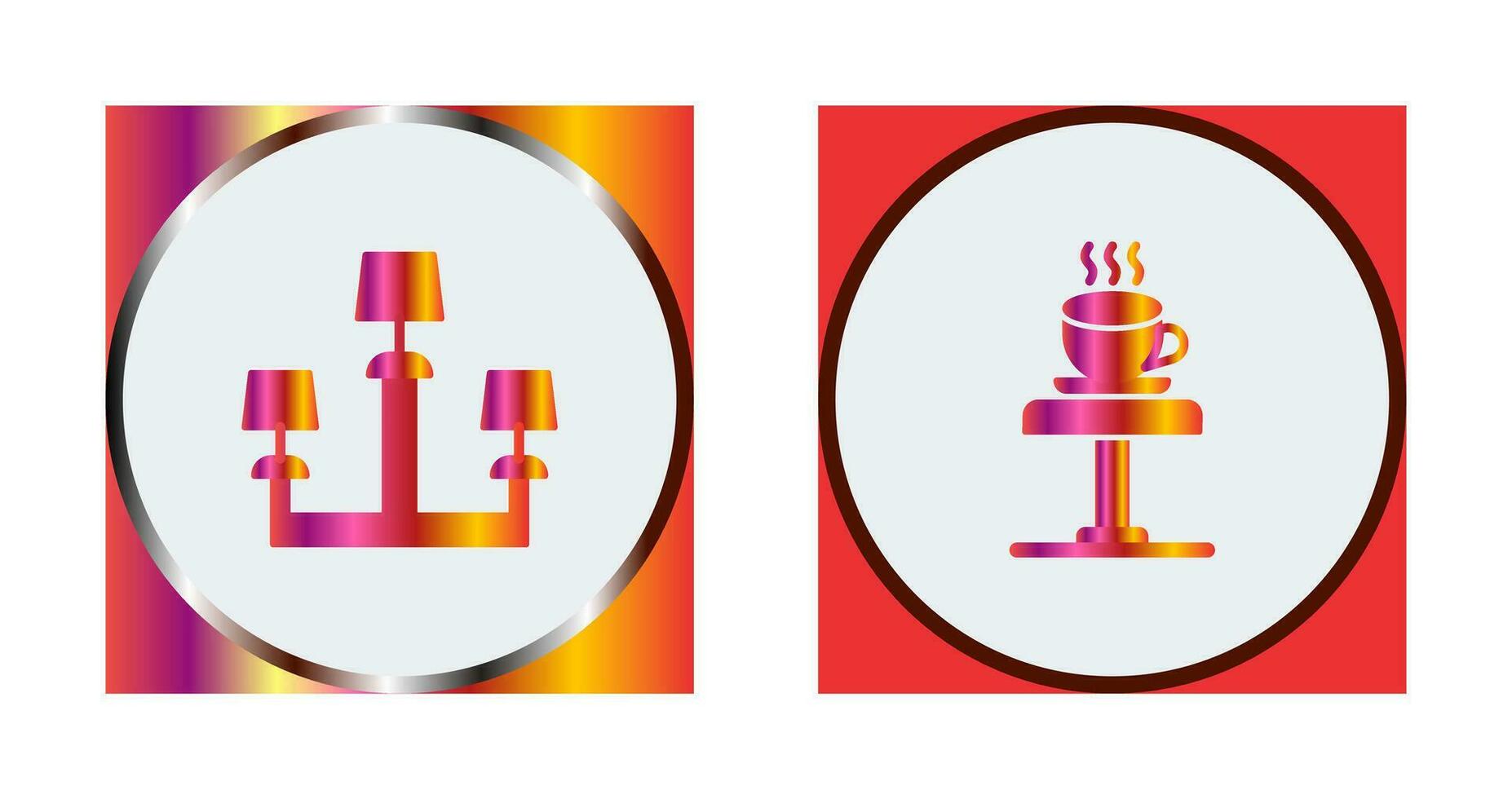 lámpara y café mesa icono vector