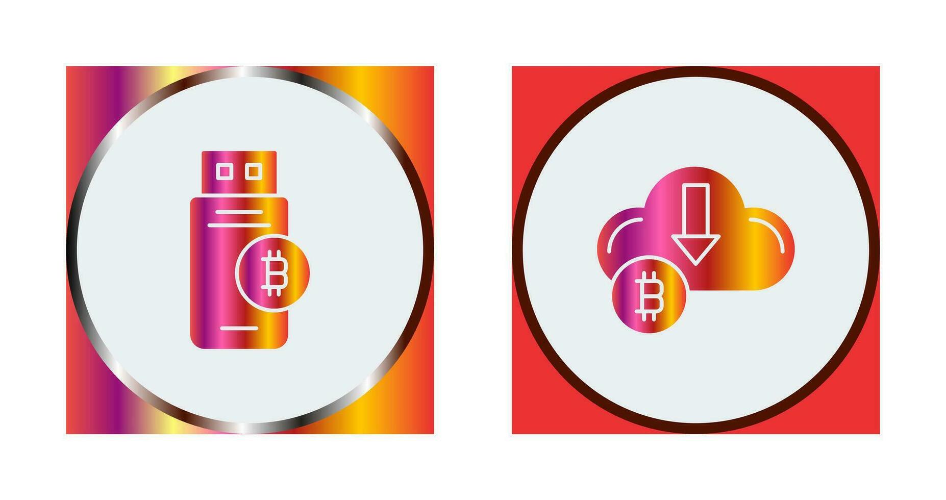 Bitcoin Usb Device and Down Arrow Icon vector