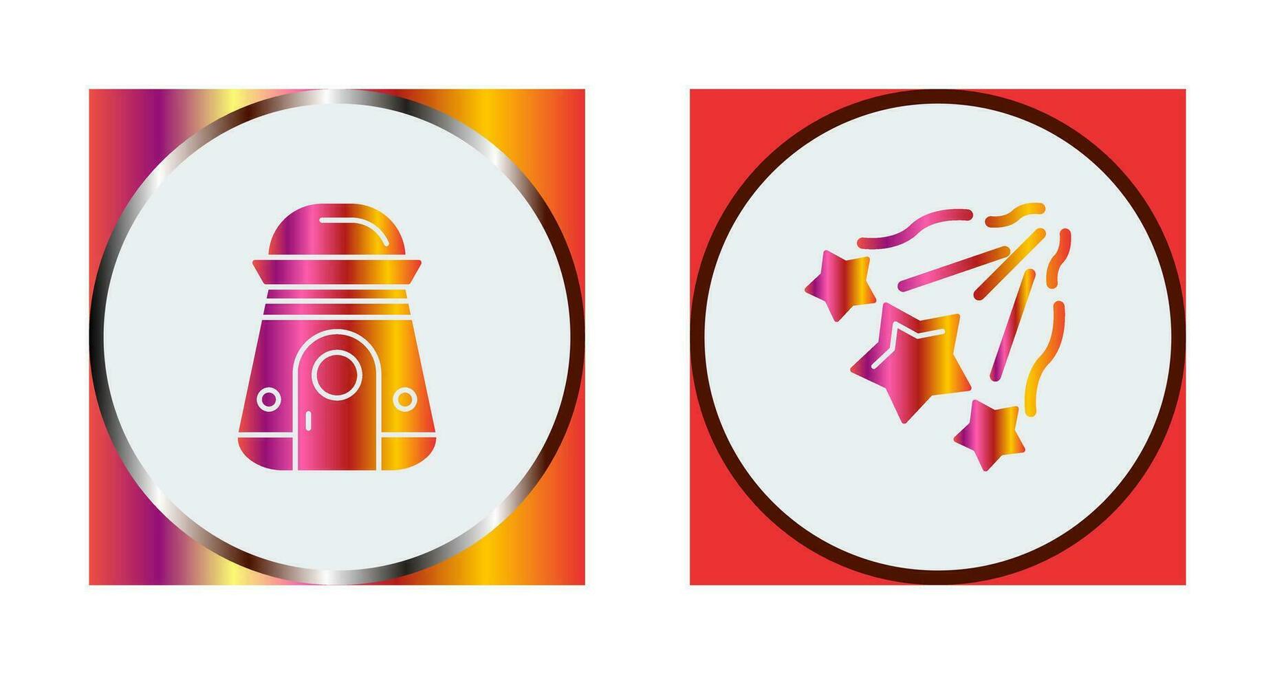 space capsule And falling stars Icon vector