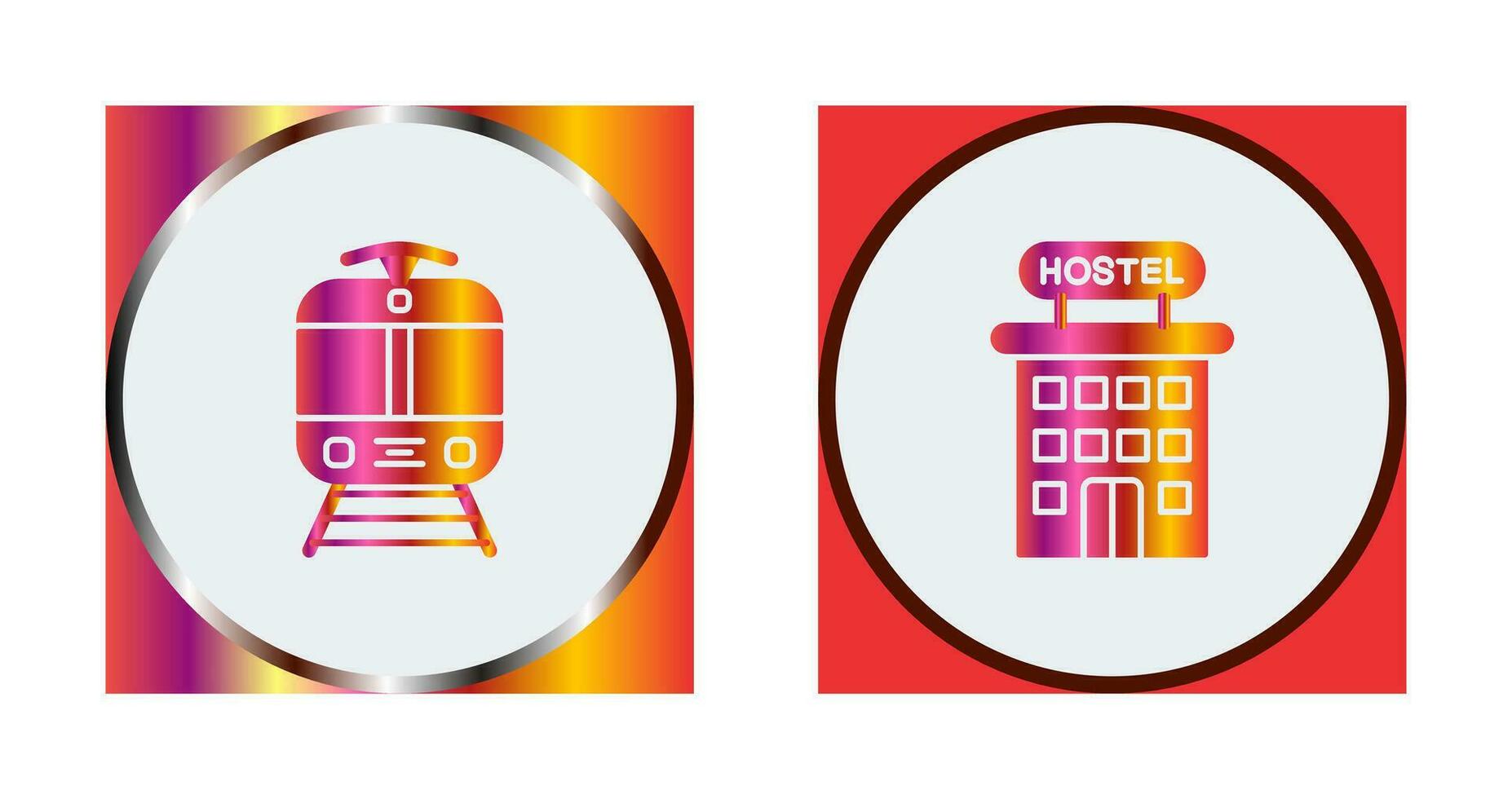 Tram and Hostel Icon vector