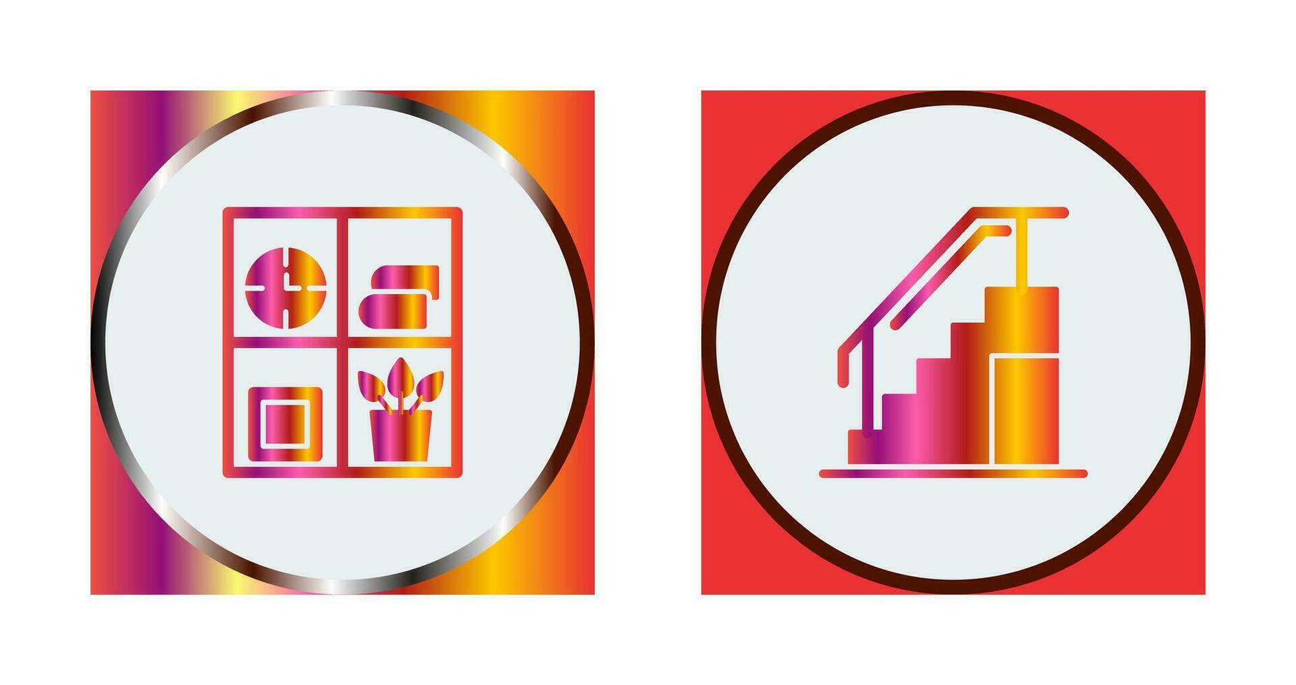 Bookshelf and Stairs Icon vector