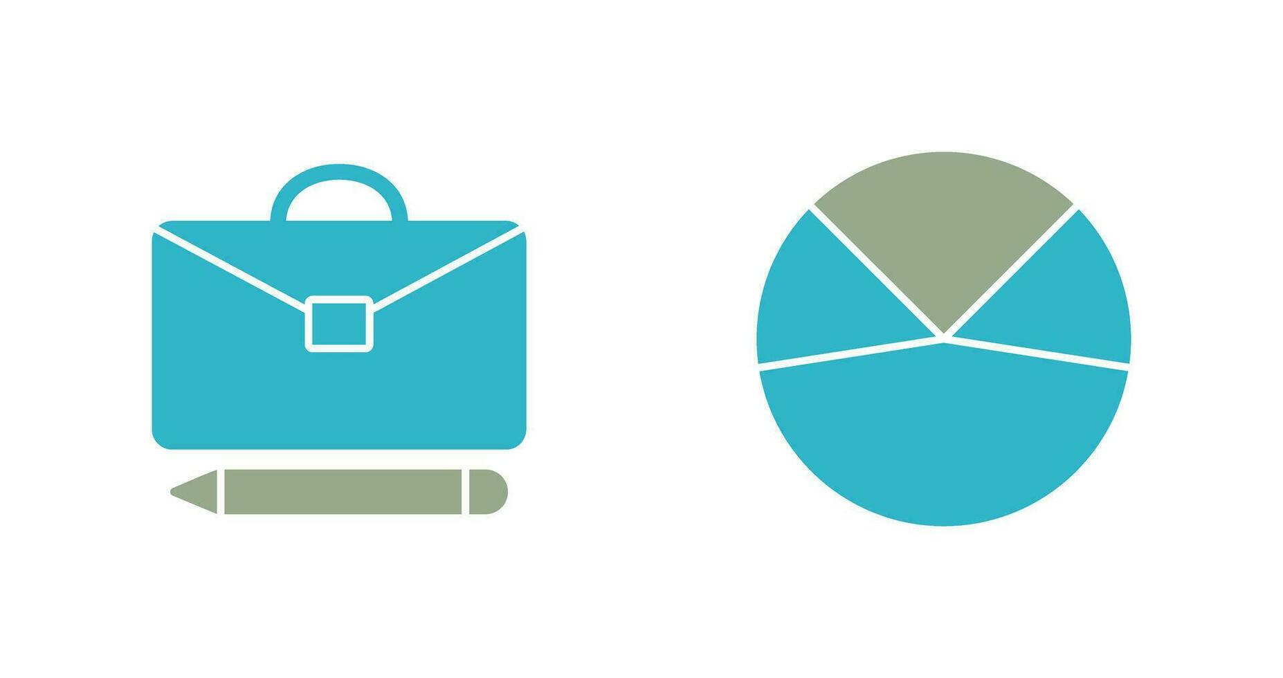 briefcase and pie chart analysis Icon vector