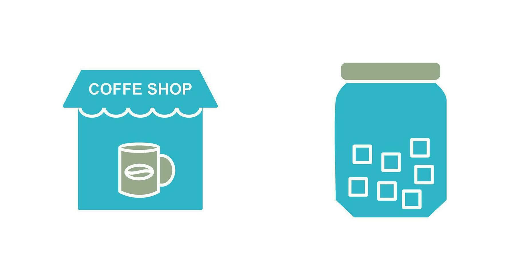 Coffee Shop And sugar Bottle  Icon vector