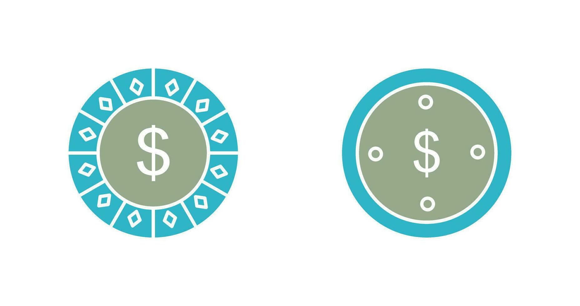 dollar chip and dolllar coin Icon vector