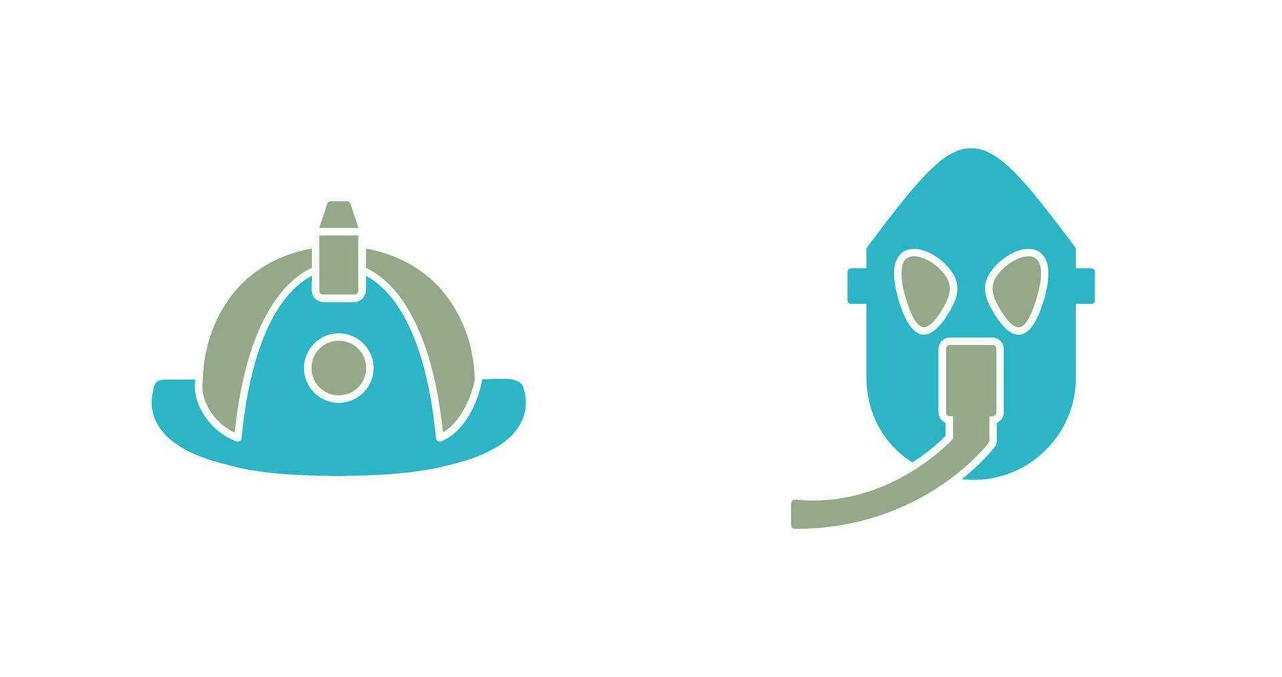 firefighter hat and Oxygen mask Icon vector