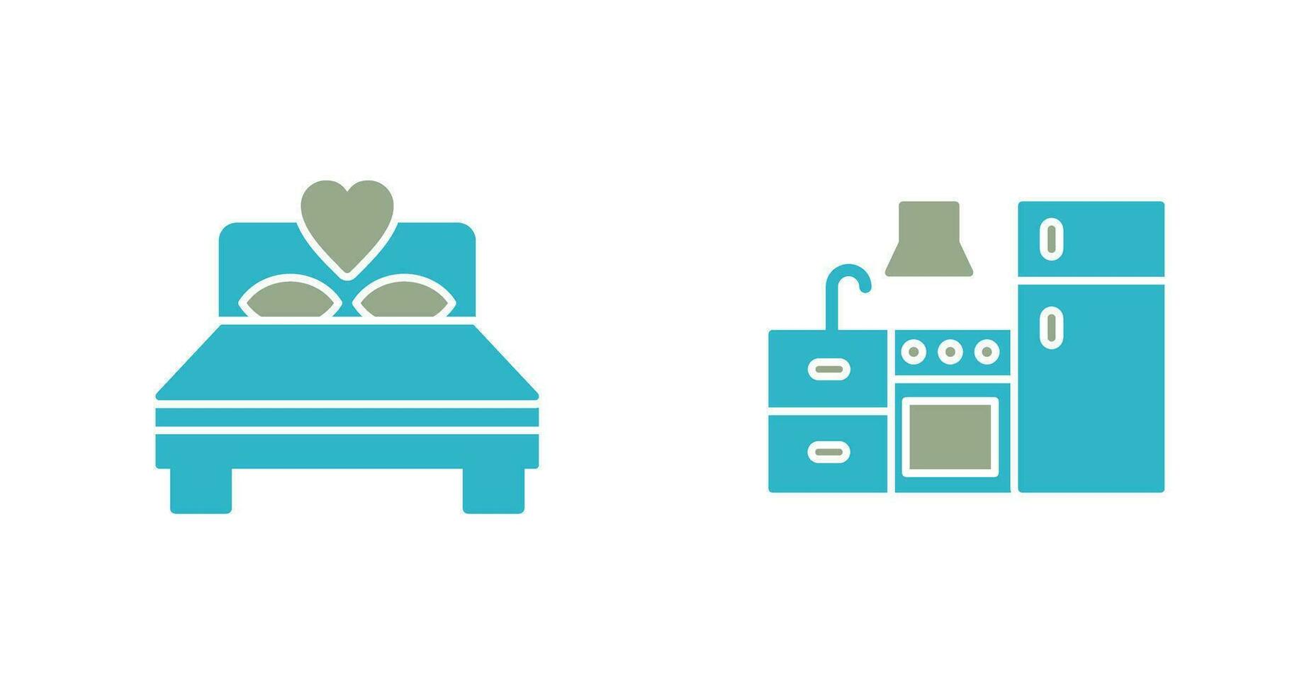 Bedroom and Kitchen Icon vector