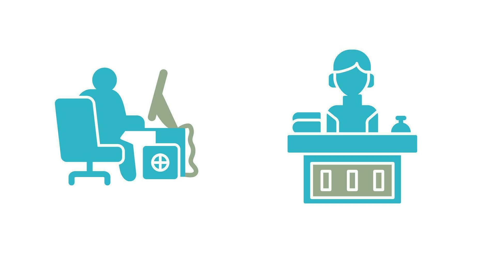 Computer Worker and Office Reception Icon vector