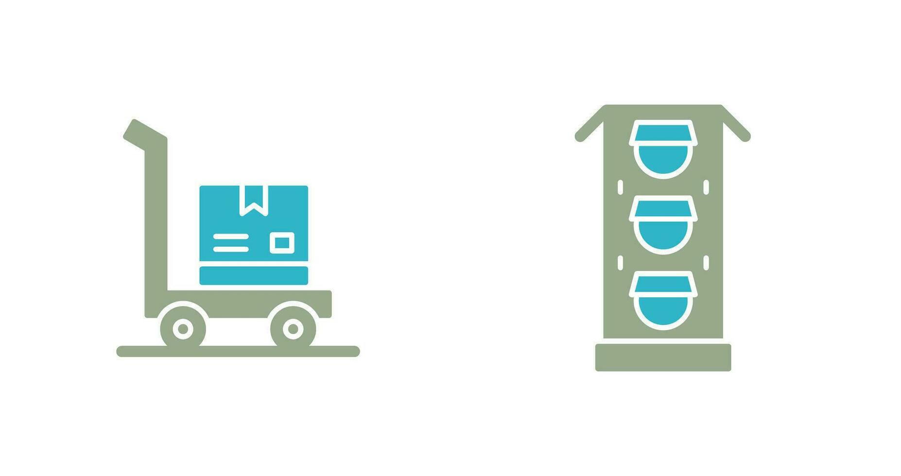 trolly and traffic light  Icon vector