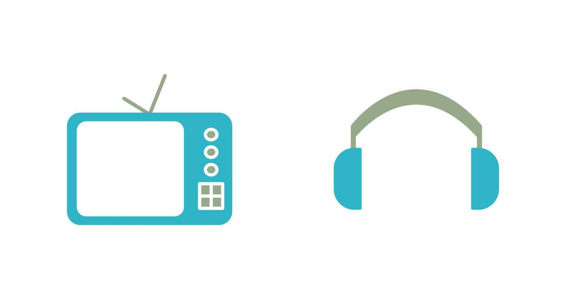 televisión conjunto y auriculares icono vector