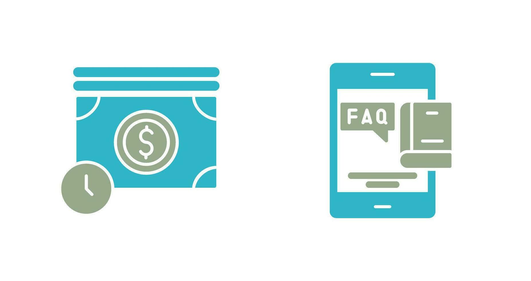 Time is Mony and Faq Icon vector