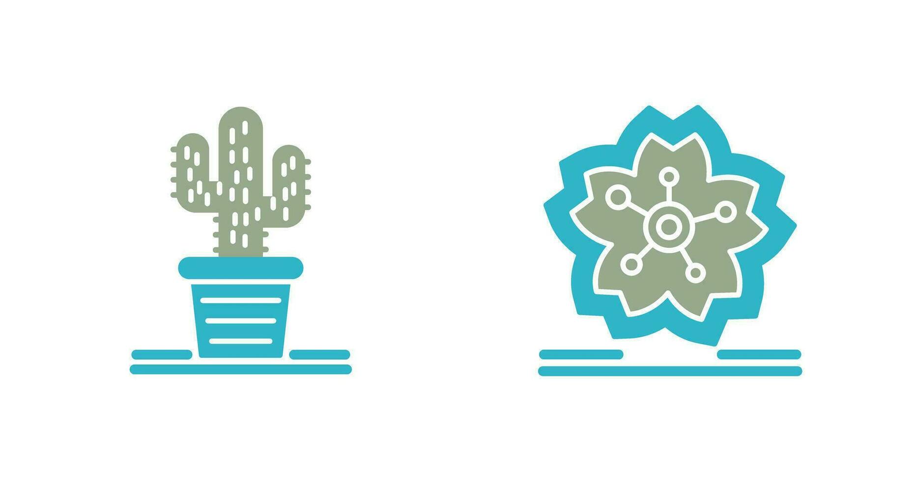 Cactus and Cherry Blossom Icon vector