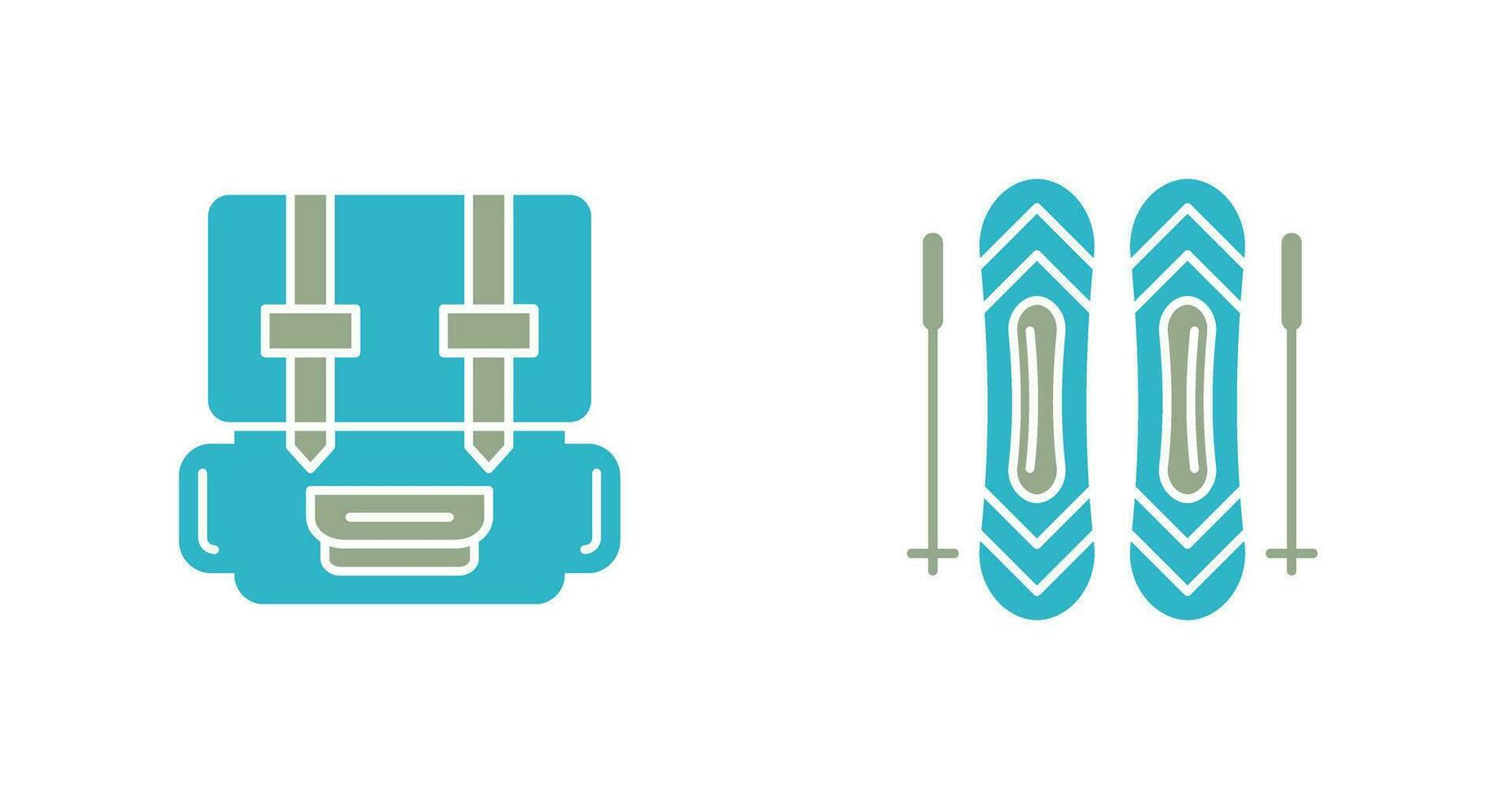 Backpack and Ski  Icon vector