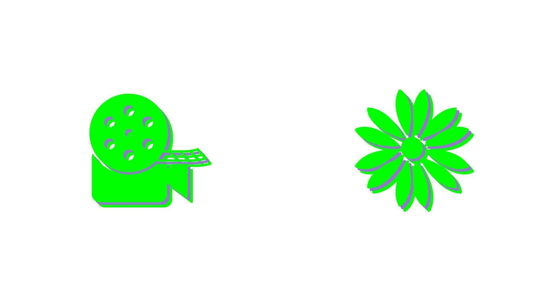 vídeo carrete y flor icono vector