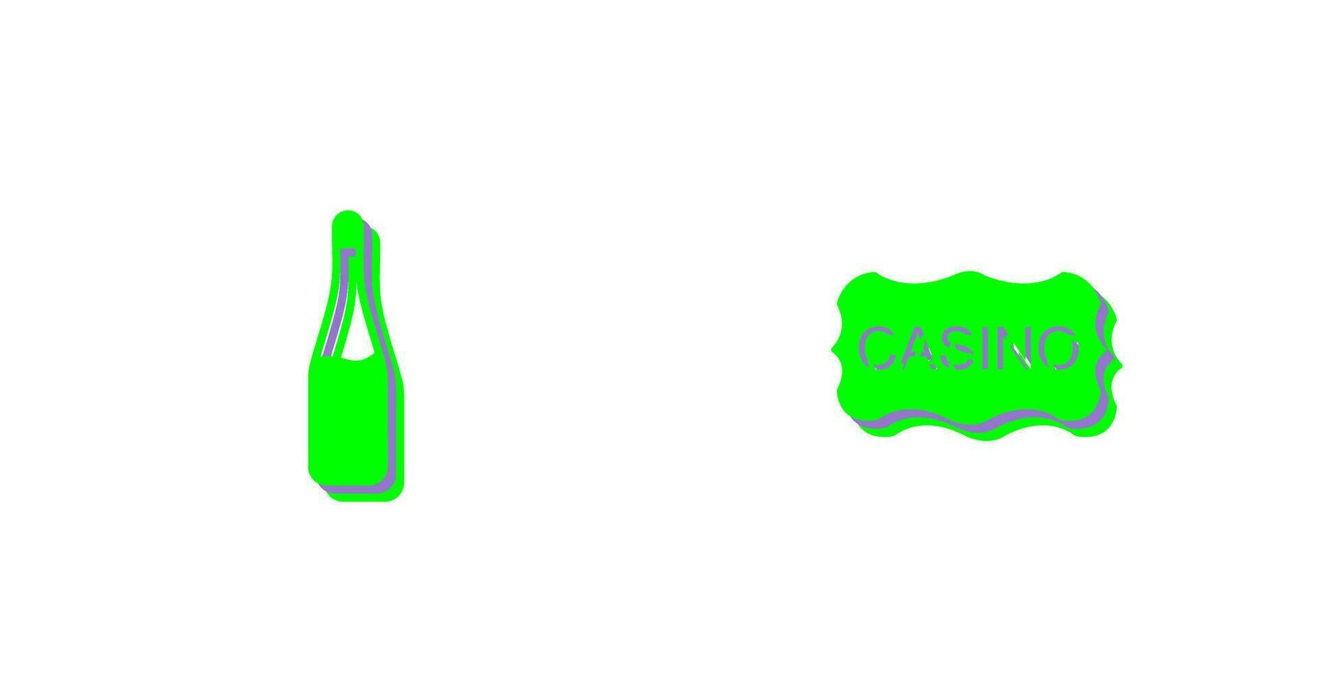 champán botella y casino firmar icono vector