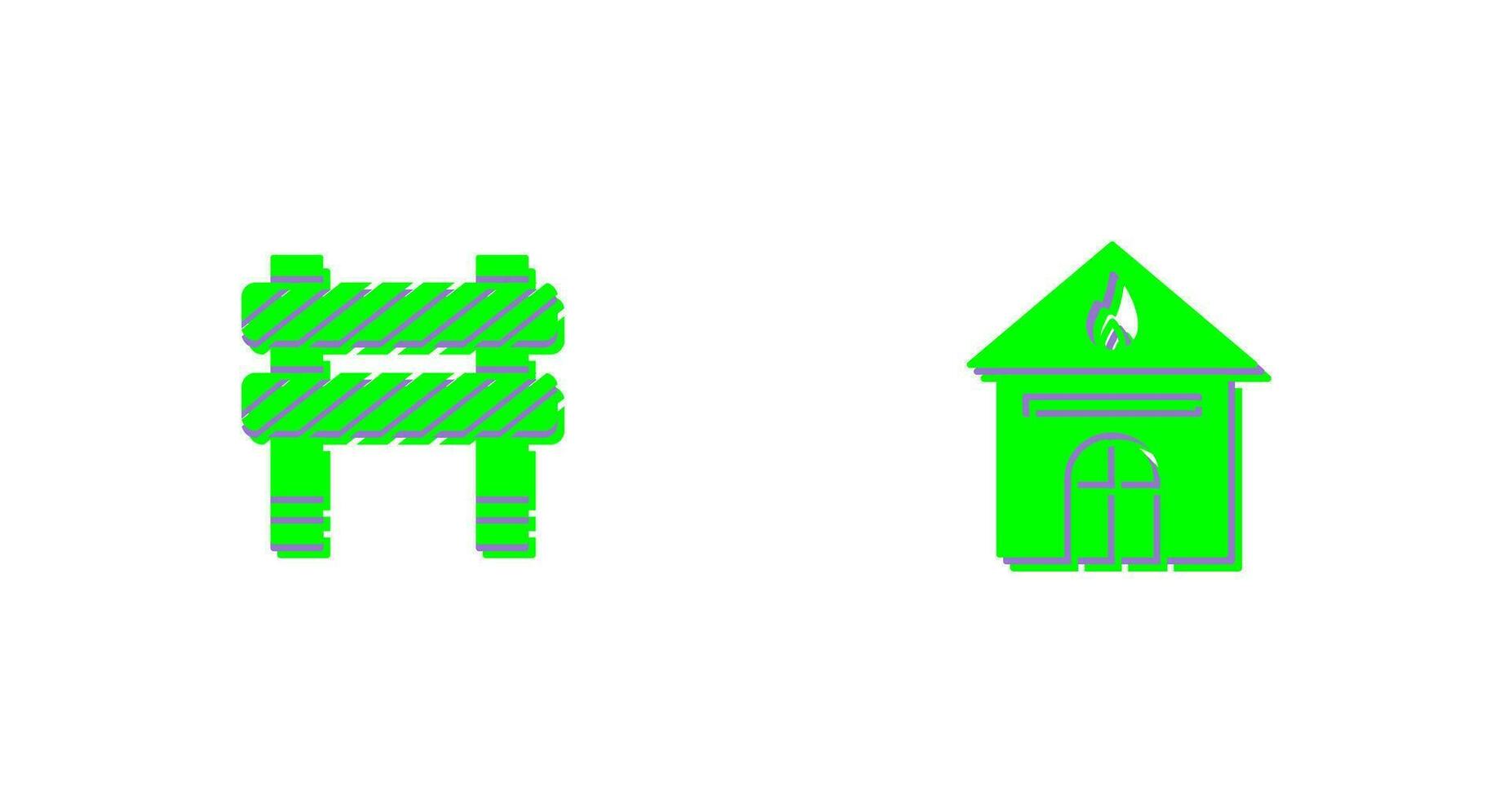 barrier and house on fire Icon vector