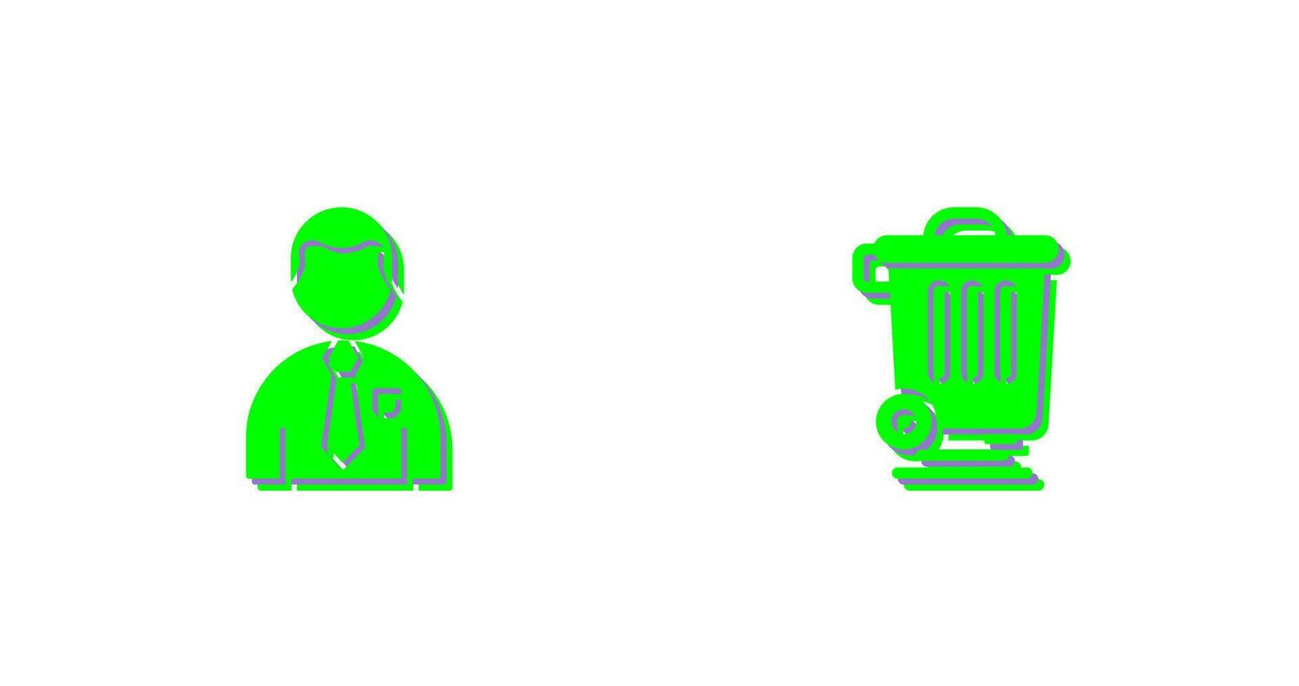 Employee and Dustbin Icon vector