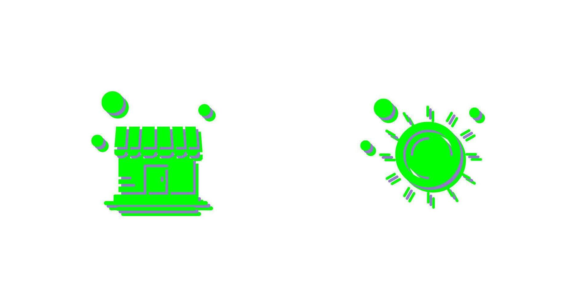 Store and Sun Icon vector