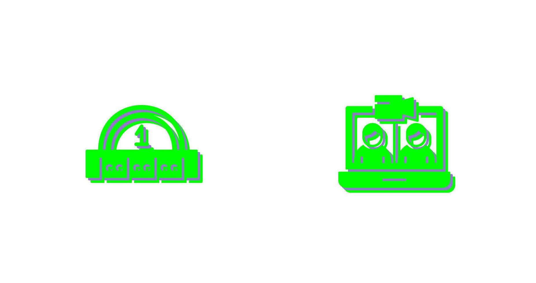 Video Conference and Ruler Icon vector