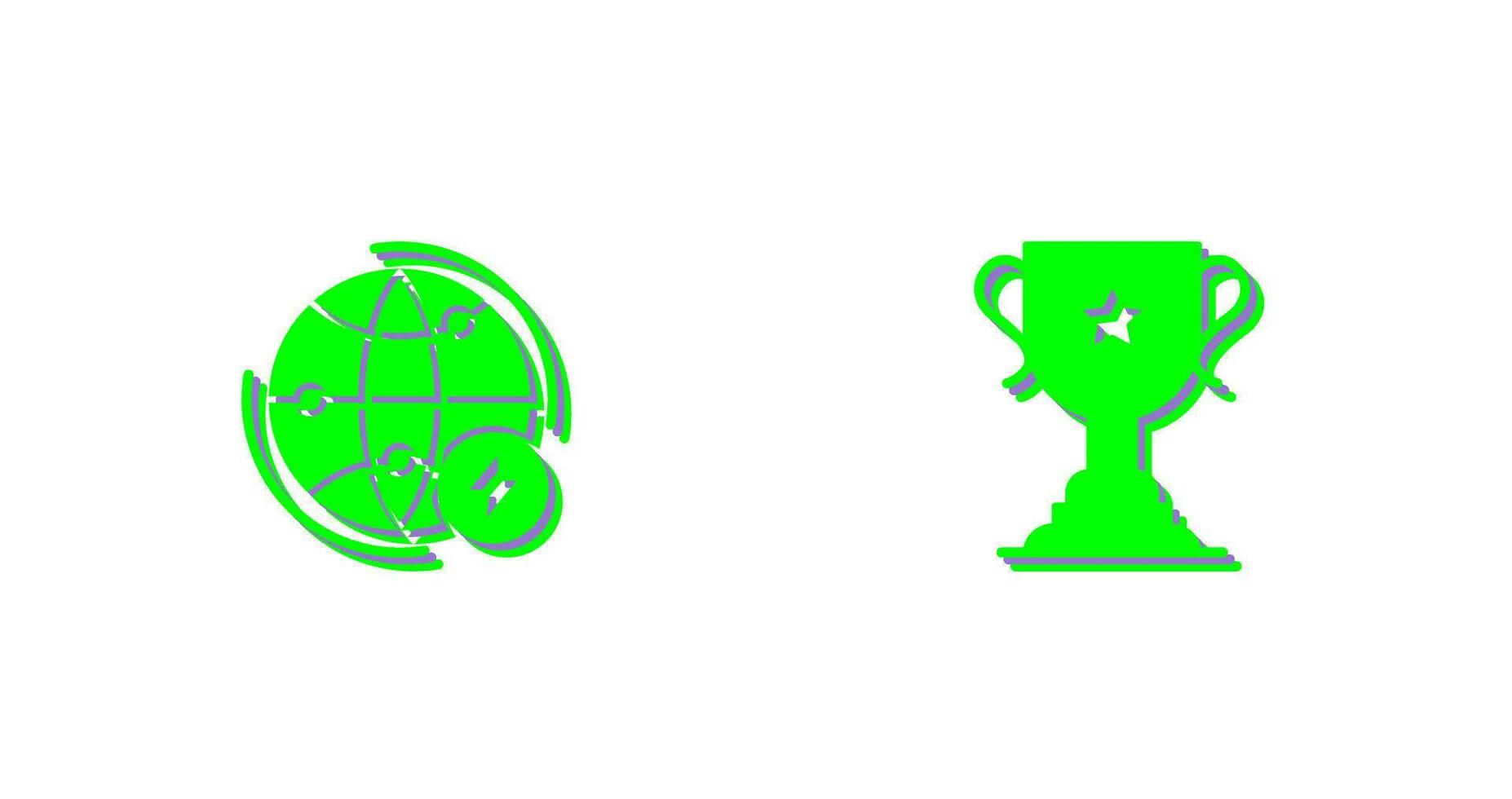 Globe Earth and Trophy Icon vector