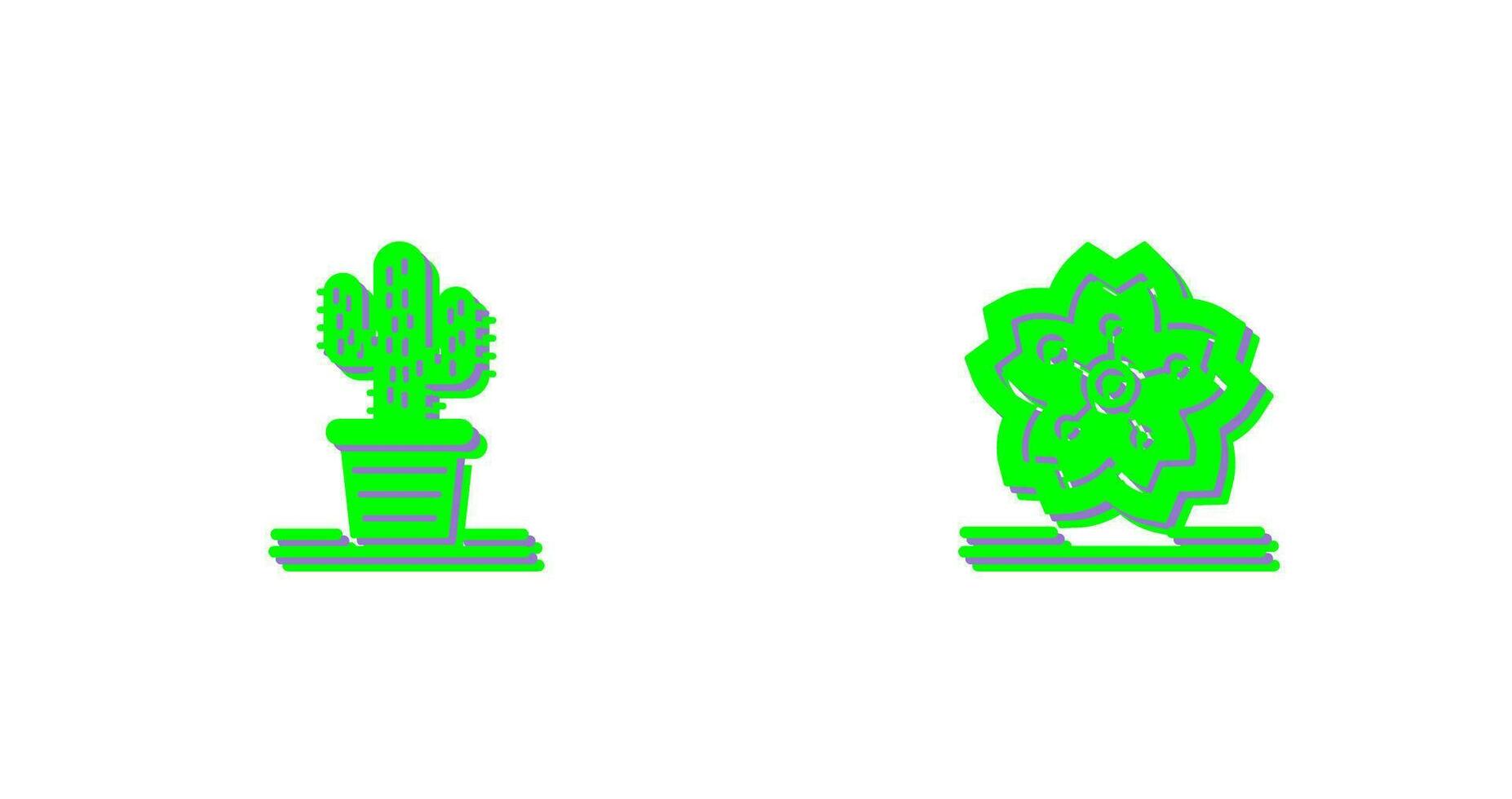 cactus y Cereza florecer icono vector