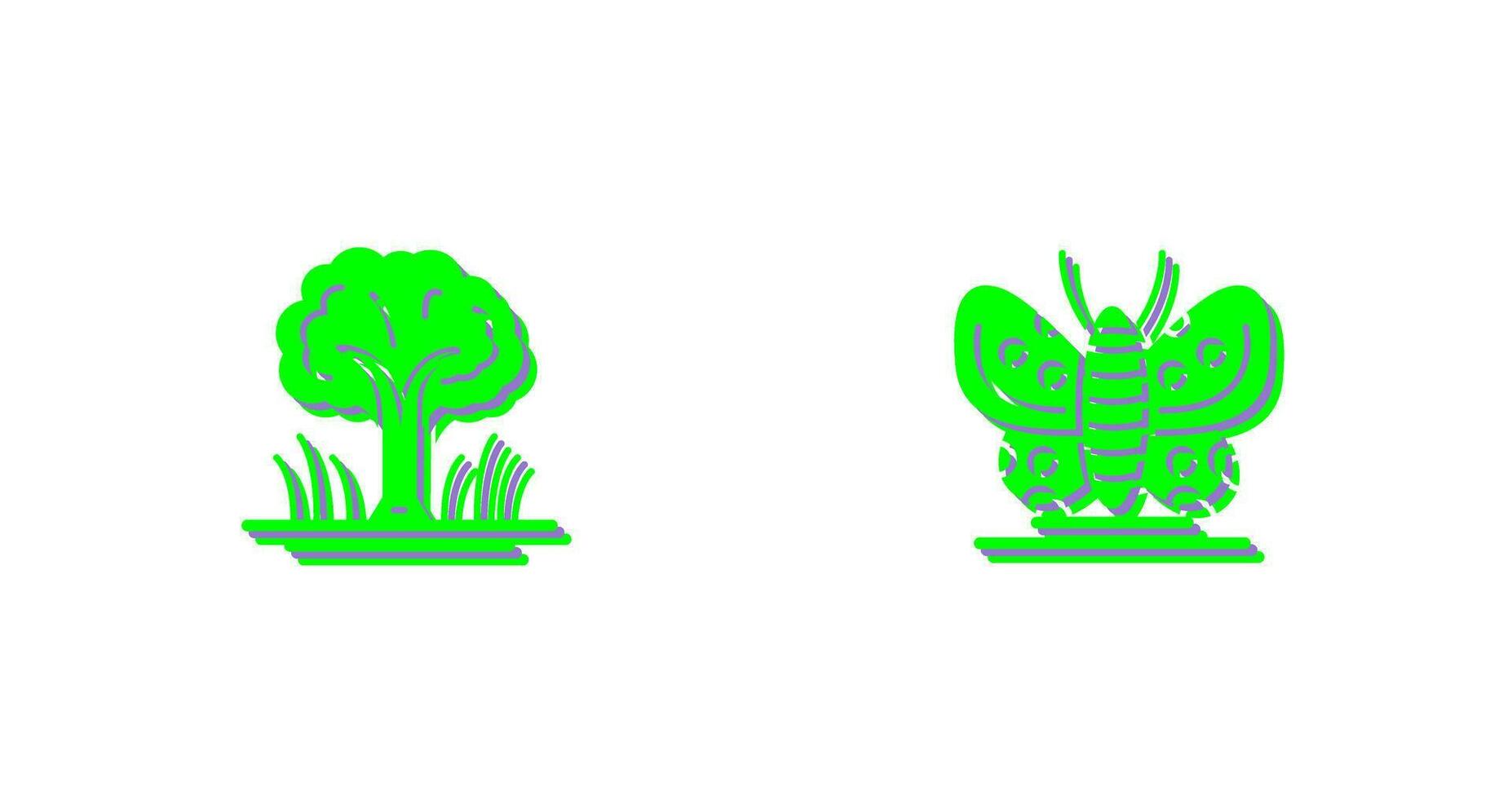 Tree and Butterfly Icon vector