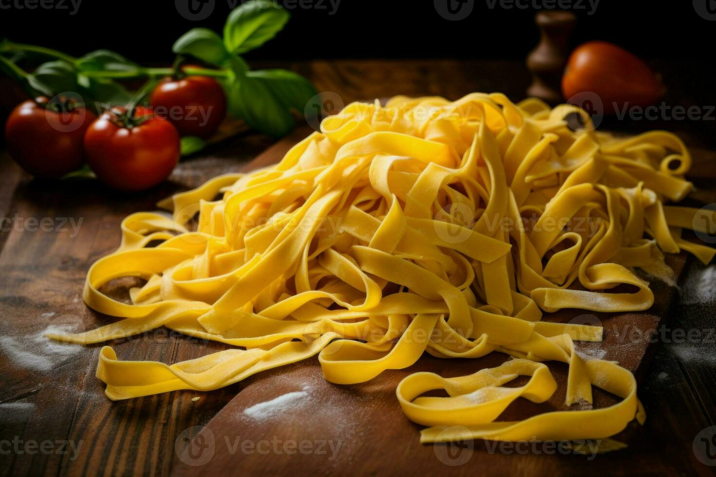 detallado Fettuccine pasta bandera. generar ai foto