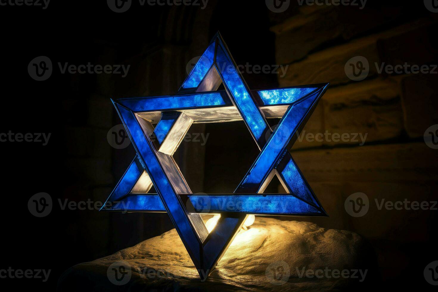 David blue star glowing. Generate Ai photo