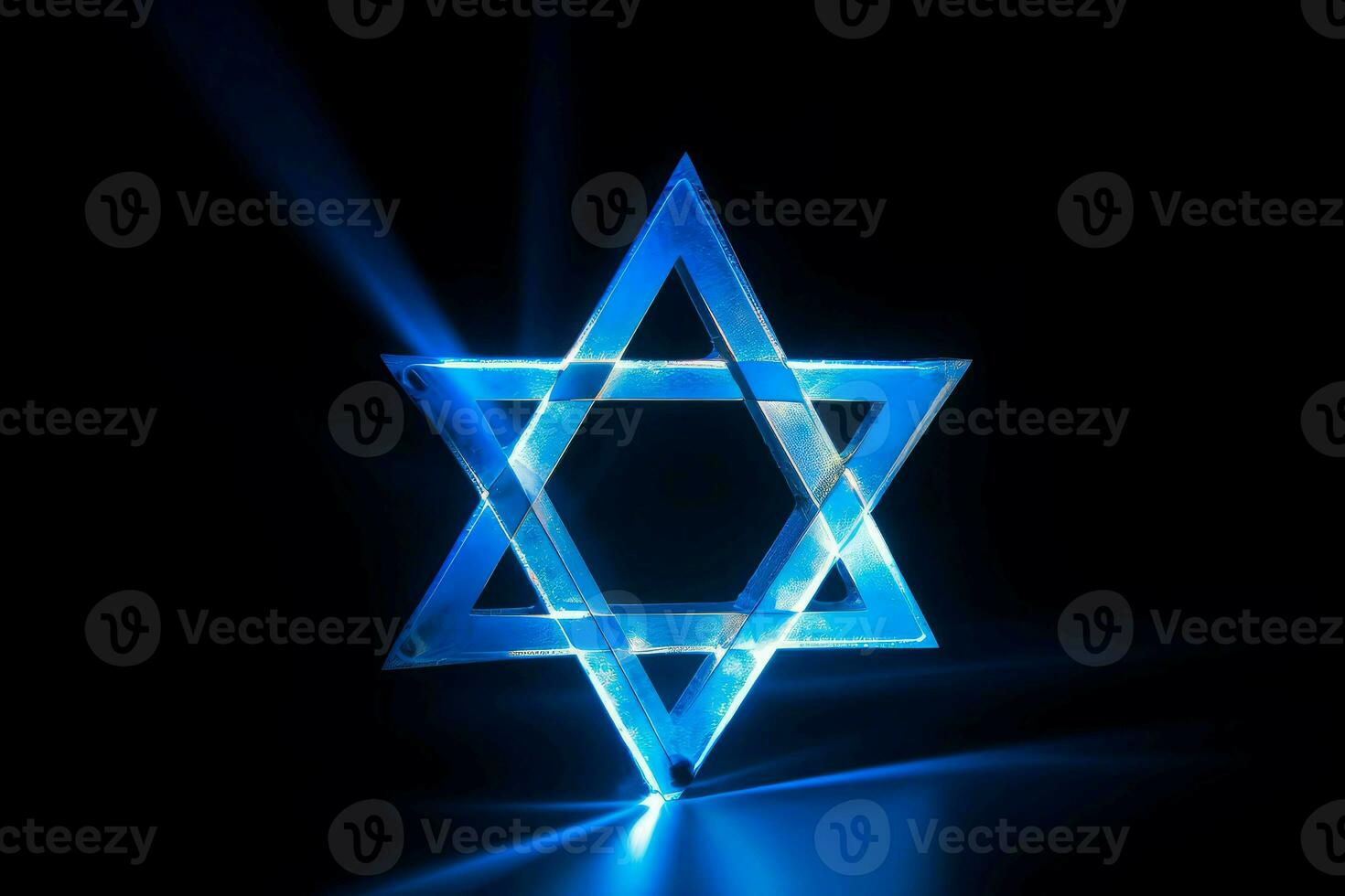 David blue star glowing candle. Generate Ai photo