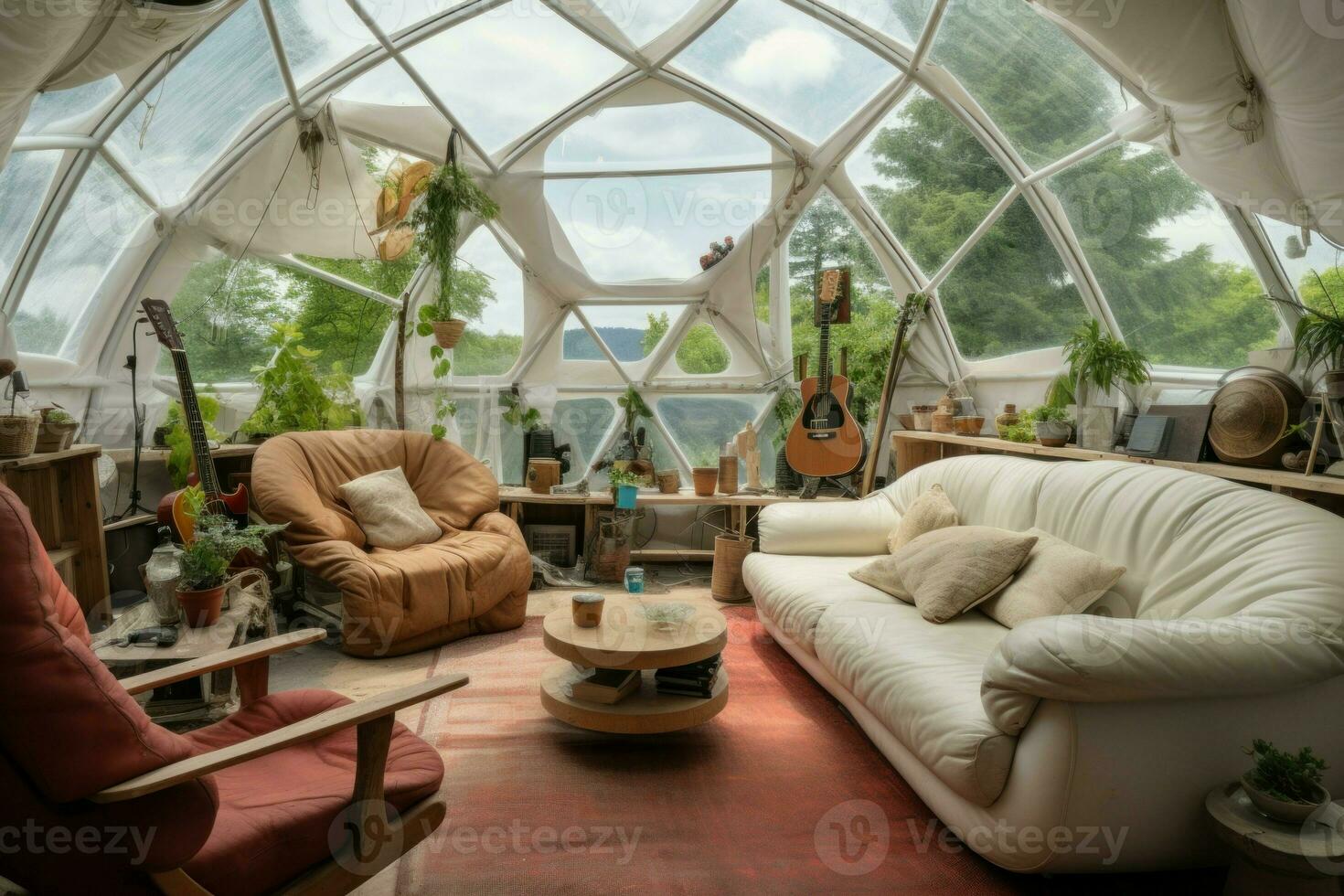 Tranquil Dome living garden space. Generate Ai photo