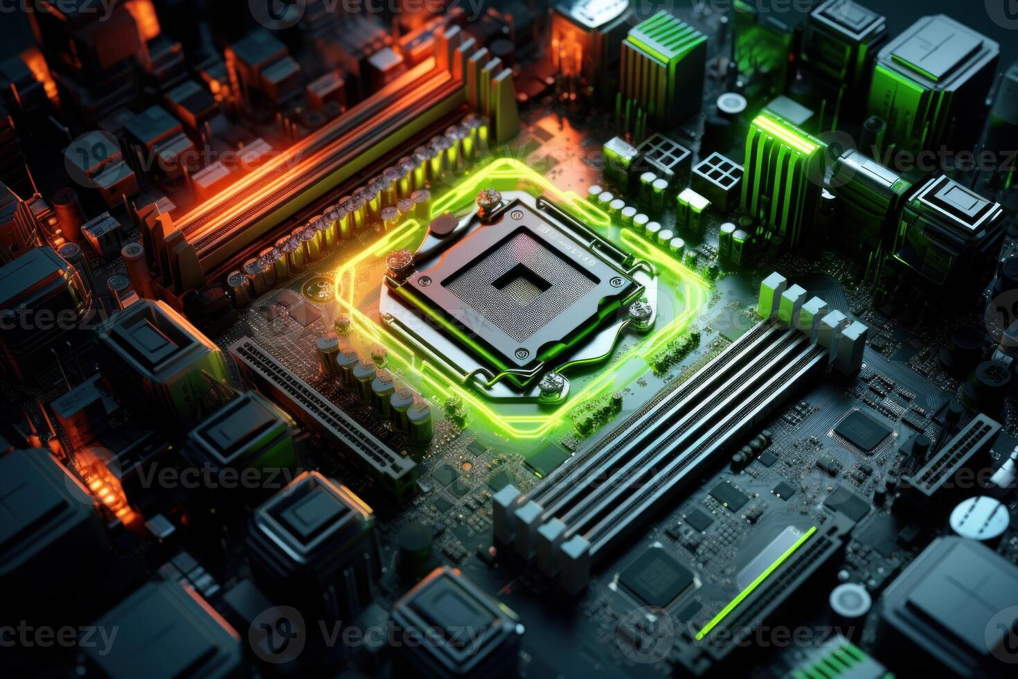 Versatile Cpu modern motherboard. Generate Ai photo