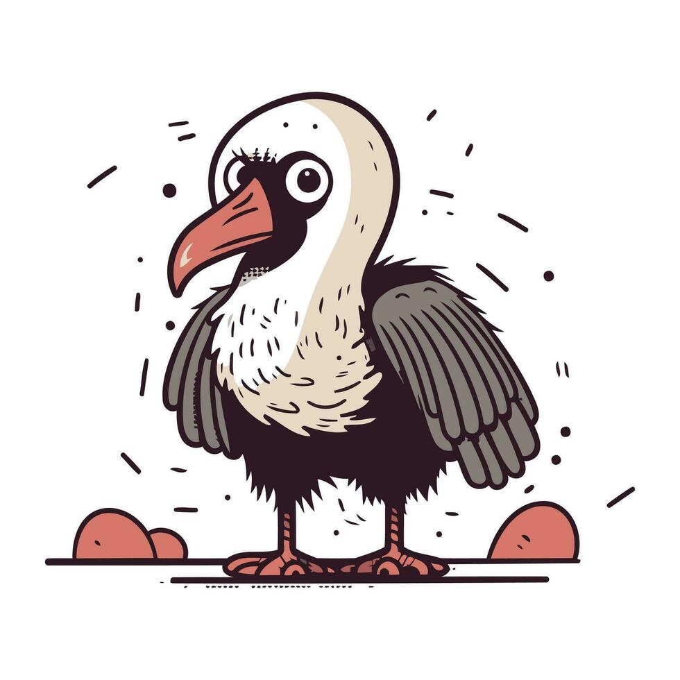 Vector illustration of a vulture on a white background. Isolated.