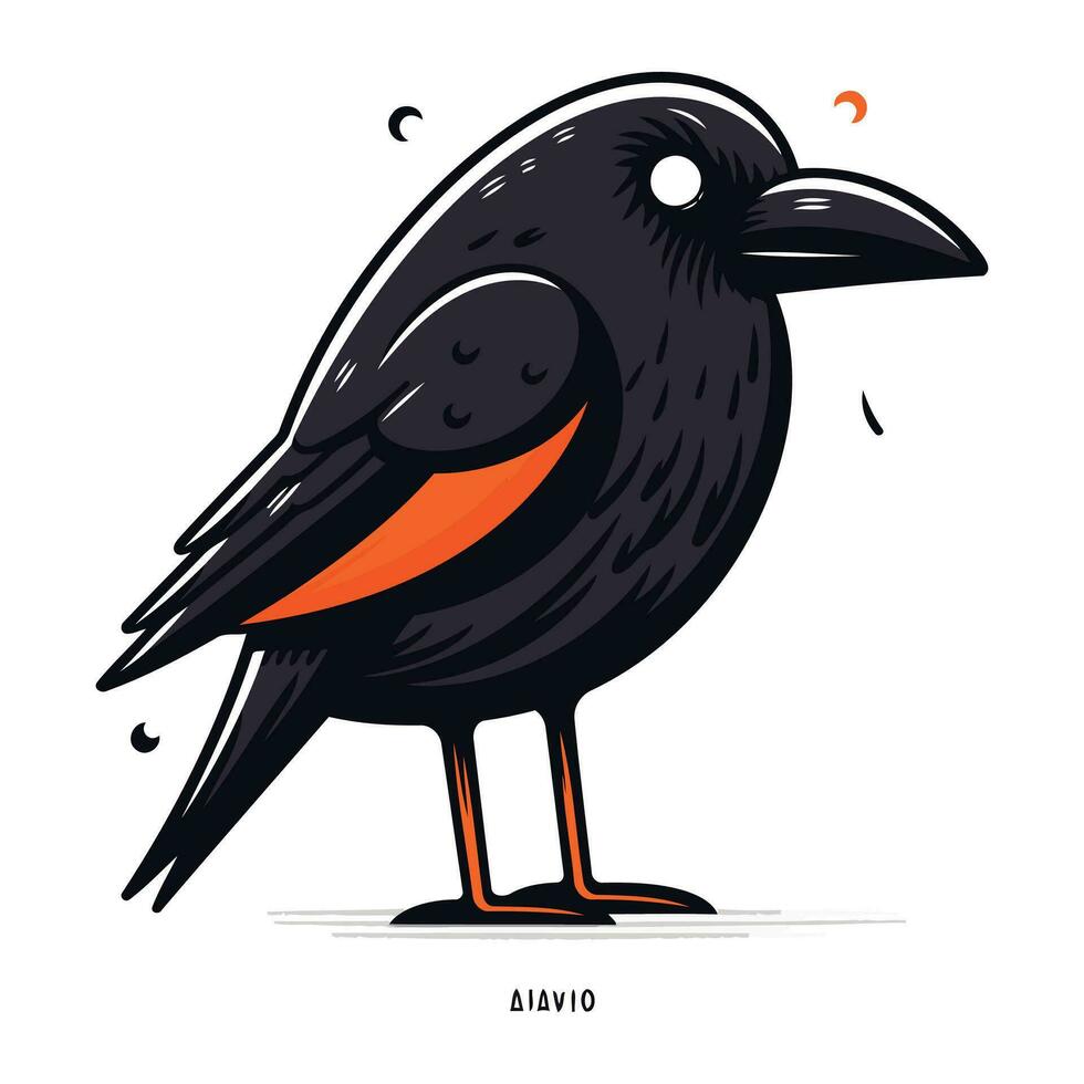 Crow. Vector illustration. Hand drawn doodle style.