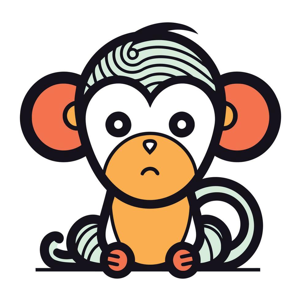 Cute cartoon monkey. Vector illustration isolated on a white background.