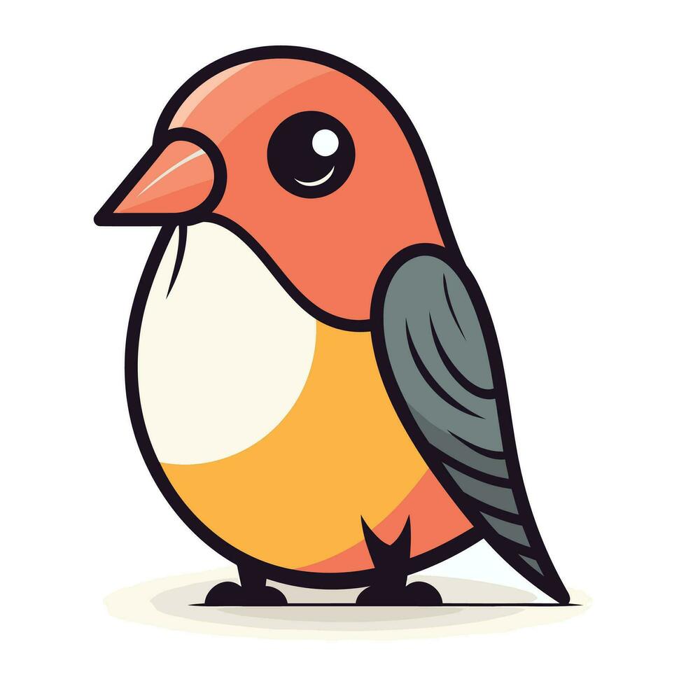 Vector illustration of cute cartoon bullfinch. Isolated on white background.