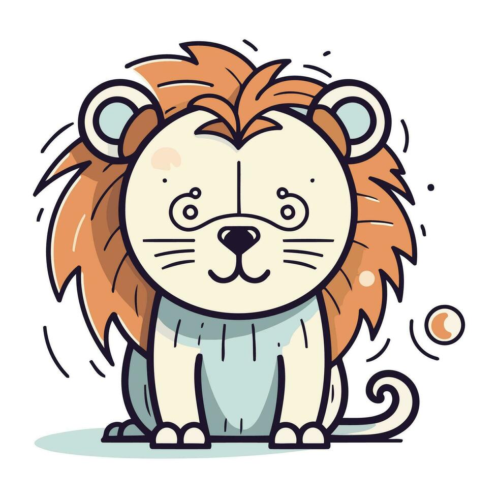 Lion vector illustration. Cute cartoon character. Vector illustration.