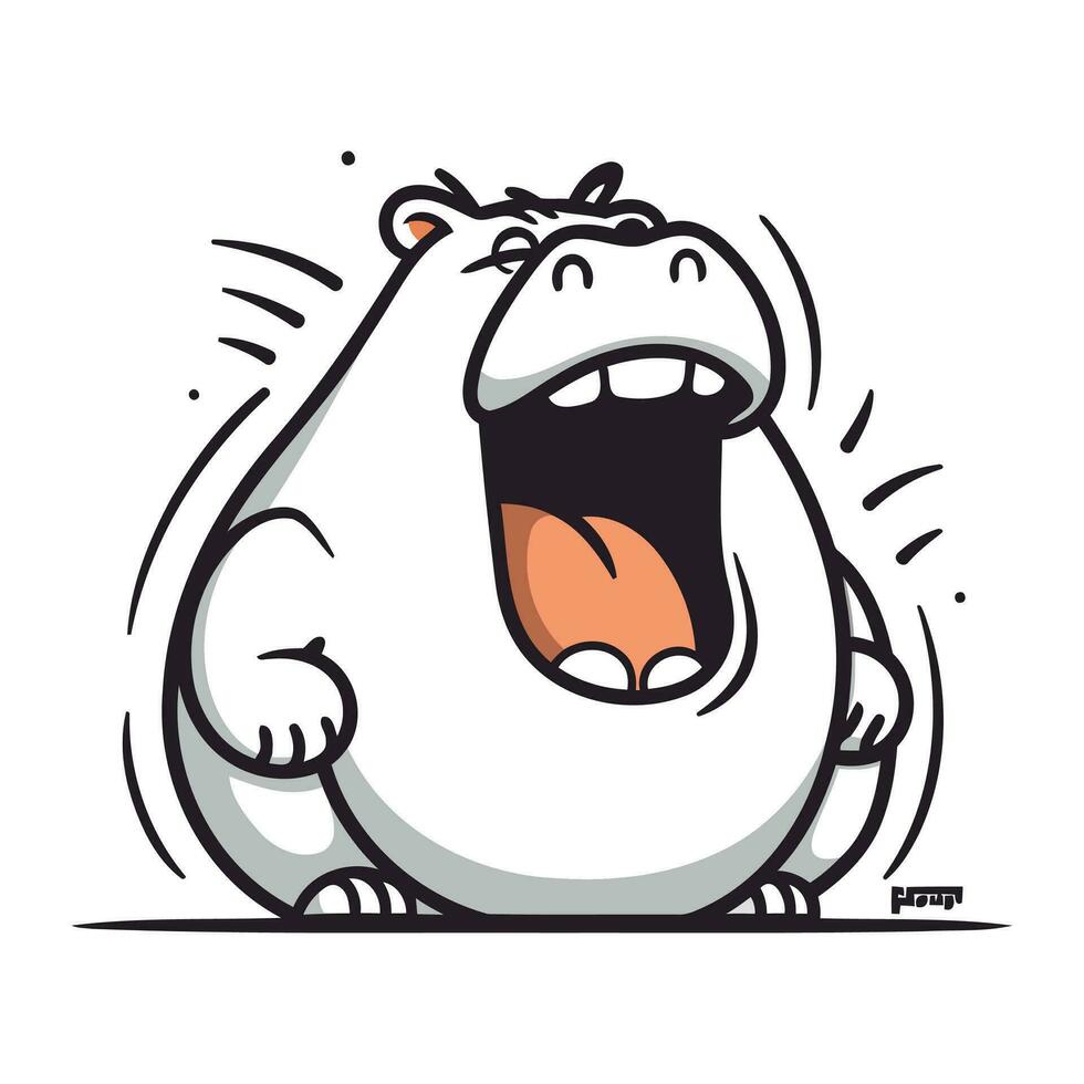 Cartoon hippopotamus. Vector illustration of funny cartoon hippopotamus.