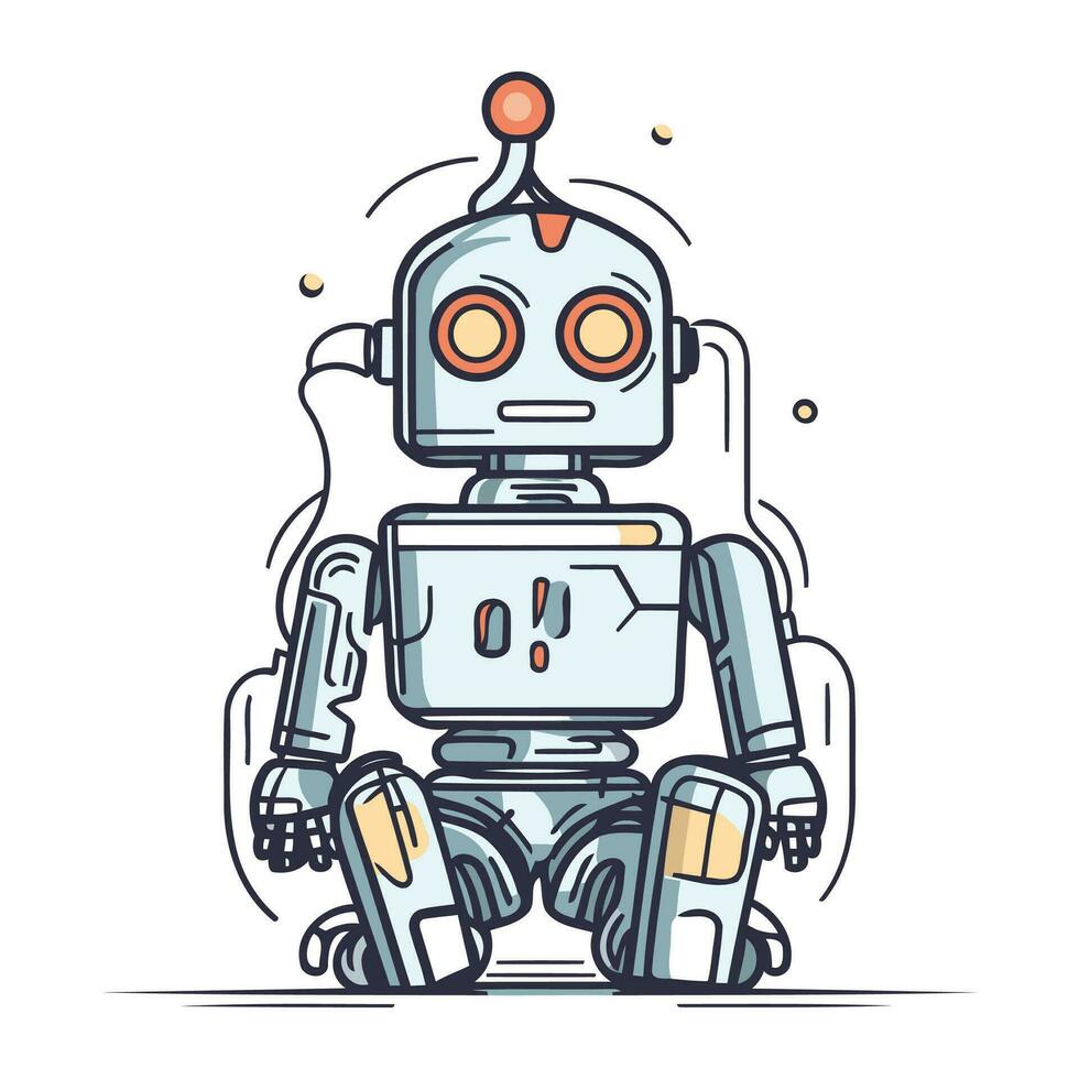 Robot. Cute cartoon character. Isolated vector illustration.