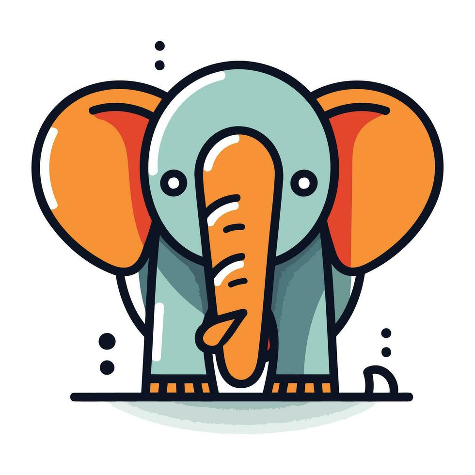 Elephant head flat line icon. Vector illustration. eps 10