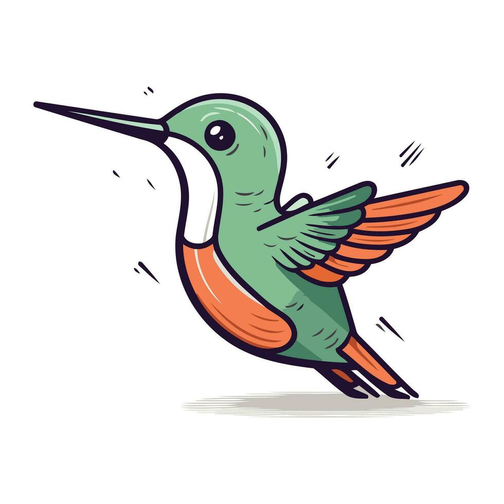 colibrí dibujos animados vector ilustración. aislado en blanco antecedentes.